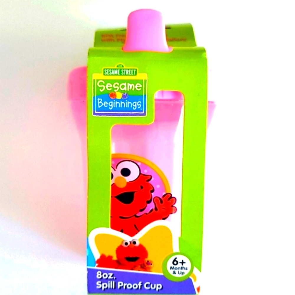 Sesame Street Pink Elmo Toddler Sippy Cup 8 Oz Spill Proof